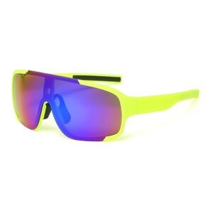 Shield Sunglasses Sport Cycling Running Glasses Mirrored Lens Yellow Frame Gafas